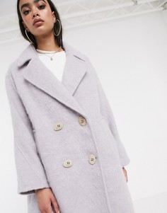 Эффектное пальто сиреневого цвета с оригинальными пуговицами ASOS DESIGN-Фиолетовый