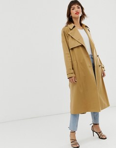 Удлиненный тренч ASOS DESIGN-Светло-бежевый