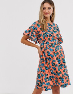 Платье-трапеция с рукавами-оборками Closet-Розовый