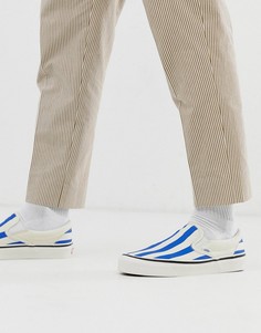 Бело-синие кеды-слипоны Vans-Белый