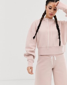 Худи розового цвета укороченного кроя Reebok-Розовый