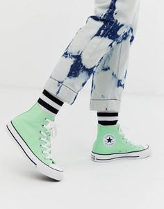 Высокие выбеленные кеды флуоресцентного зеленого цвета Converse chuck taylor all star-Зеленый