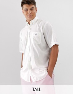 Белая рубашка из ткани сирсакер с короткими рукавами и логотипом на кармане Polo Ralph Lauren Big & Tall-Белый