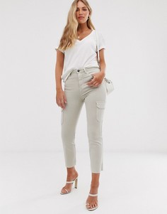 Укороченные бежевые брюки карго с необработанными краями Stradivarius STR-Бежевый