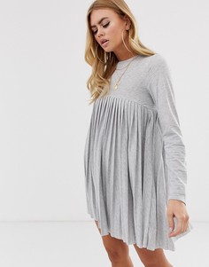 Плиссированное платье ASOS DESIGN-Серый