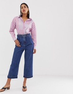 Укороченные джинсы с широкими штанинами и завышенной талией Vero Moda-Синий
