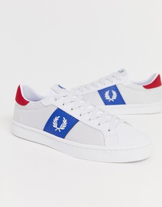 Белые кожаные сетчатые кроссовки Fred Perry Lawn-Белый