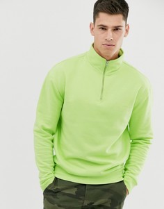Ярко-желтый свитшот с высоким воротом на молнии New Look-Белый