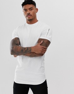 Белая удлиненная приталенная футболка с закругленным краем и карманом MA1 ASOS DESIGN-Белый