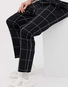 Черно-белые брюки в клетку Weekday tailored-Черный
