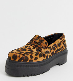 Лоферы с леопардовой отделкой для широкой стопы ASOS DESIGN - Vamped-Мульти
