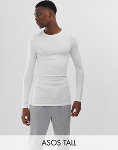 Белая обтягивающая футболка из органического хлопка с длинным рукавом и круглым вырезом ASOS DESIGN Tall-Белый