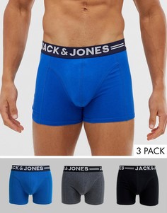 Набор из 3 разноцветных боксеров-брифов с логотипом на поясе Jack & Jones-Серый