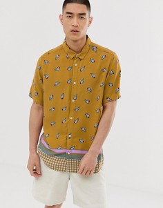 Желтая рубашка с короткими рукавами RVCA Lux-Желтый