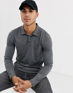 Темно-серое поло с длинными рукавами Burton Menswear-Серый