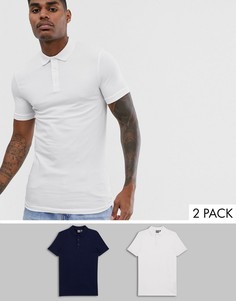 Поло обтягивающего кроя ASOS DESIGN - Набор из 2 шт. со скидкой-Мульти