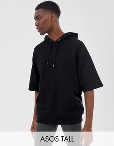 Черный oversize-худи с короткими рукавами ASOS DESIGN Tall