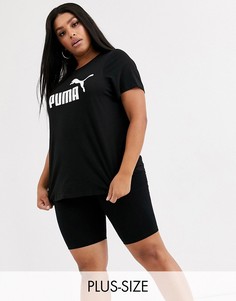 Черная футболка с логотипом Puma Plus Essentials-Черный