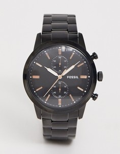 Мужские черные часы Fossil FS5379-Черный