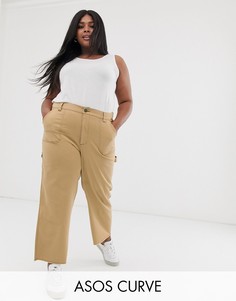 Брюки песочного цвета ASOS DESIGN Curve-Светло-бежевый