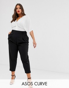 Свободные брюки с завышенной талией ASOS DESIGN Curve-Черный