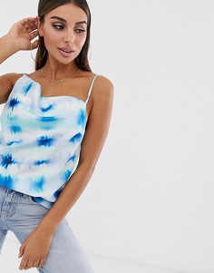 Атласный топ на бретелях с принтом тай-дай ASOS DESIGN-Мульти