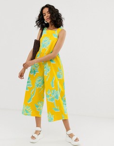 Комбинезон с присборенной талией и цветочным принтом ASOS DESIGN-Мульти