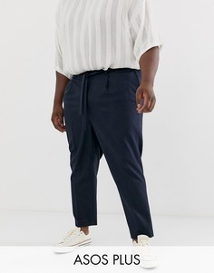 Темно-синие укороченные брюки с завязкой на поясе ASOS DESIGN Plus-Темно-синий