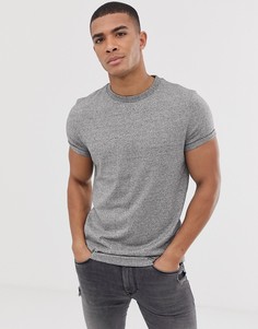 Серая трикотажная футболка с отворотами на рукавах ASOS DESIGN-Серый