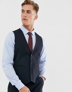 Темно-синий приталенный жилет ASOS DESIGN