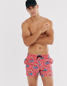 Короткие шорты для плавания с арбузным принтом ASOS DESIGN-Мульти