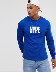 Лонгслив с логотипом Hype-Синий