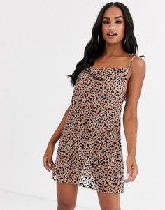 Трикотажное пляжное платье с леопардовым принтом ASOS DESIGN-Мульти