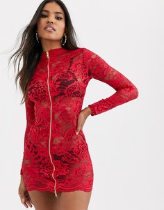 Красное кружевное платье на молнии Ann Summers Blaire-Красный