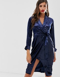 Платье с лацканами и запахом Closet-Темно-синий