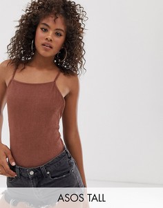 Боди с квадратным вырезом ASOS DESIGN Tall-Коричневый
