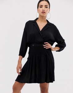 Чайное платье мини в стиле casual с запахом ASOS DESIGN-Черный