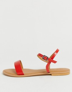 Красные кожаные сандалии ASOS DESIGN Flume-Красный