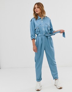 Комбинезон в стиле милитари с поясом и карманами ASOS DESIGN-Мульти