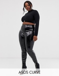 Виниловые брюки с напылением ASOS DESIGN Curve-Черный