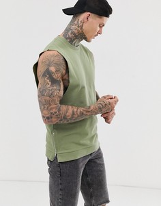 Свитшот без рукавов с заниженными проймами и молниями ASOS DESIGN-Зеленый