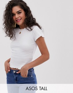 Ажурный кроп-топ с присборенными кромками ASOS DESIGN Tall-Белый