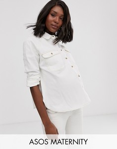 Белая свободная джинсовая рубашка ASOS DESIGN Maternity-Белый
