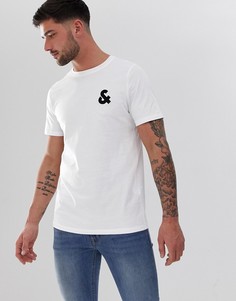 Футболка с круглым вырезом и логотипом на груди Jack & Jones - Essentials-Белый