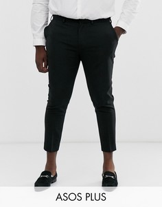 Черные укороченные супероблегающие брюки в строгом стиле ASOS DESIGN Plus-Черный