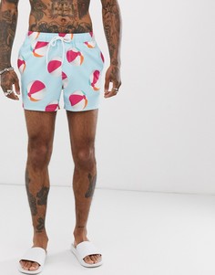 Короткие шорты для плавания с принтом ASOS DESIGN-Зеленый