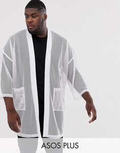 Белый сетчатый кардиган-кимоно ASOS DESIGN Plus