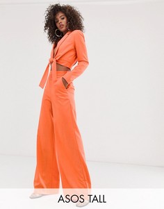 Широкие брюки с завышенной талией ASOS DESIGN Tall-Оранжевый