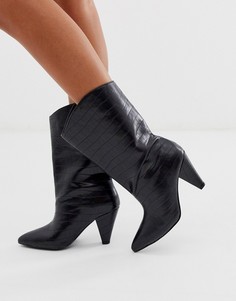 Черные ботинки без застежки с крокодиловой отделкой ASOS DESIGN Experiment-Черный