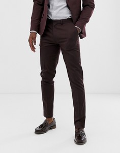 Темно-бордовые зауженные брюки ASOS DESIGN-Красный